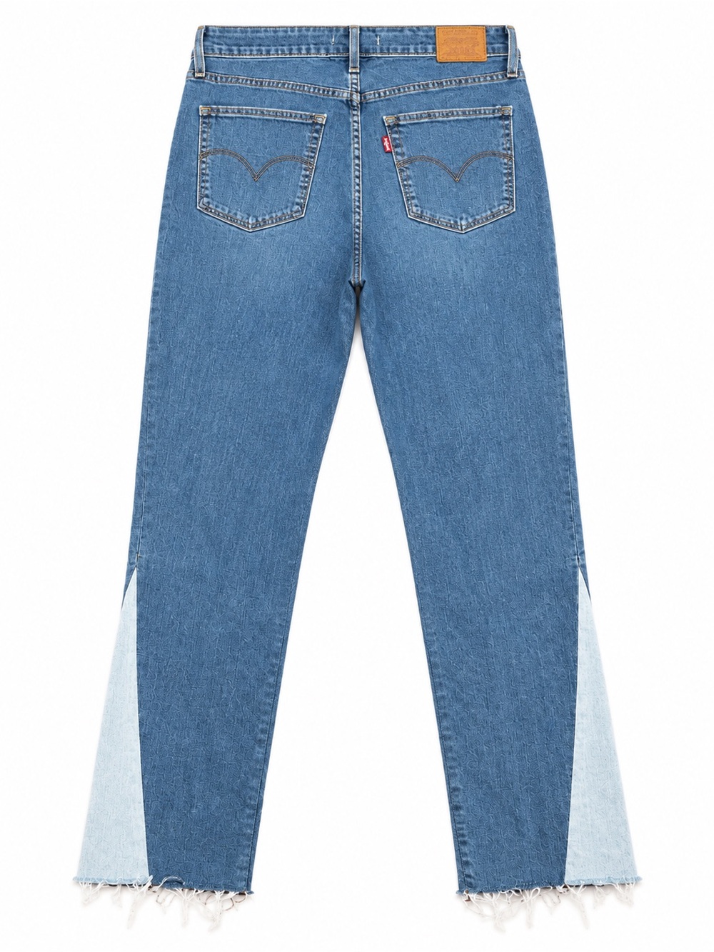 Levi’s 721 High Rise Skinny Ankle Jeans W30 Blue Colorblock Inset Raw Hem